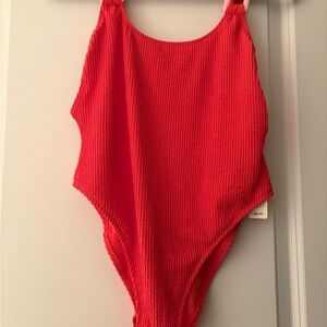 Red Textured Swimsuit